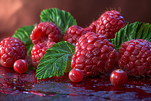 覆盆子美食树莓摄影图
