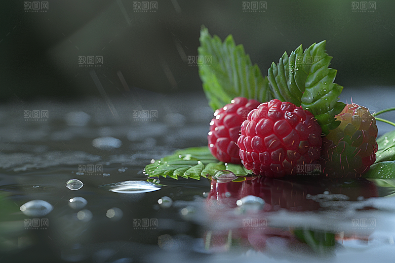 覆盆子植物野果摄影图