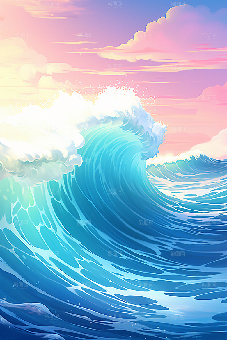 浪花浮世绘风俗画杂志风插画