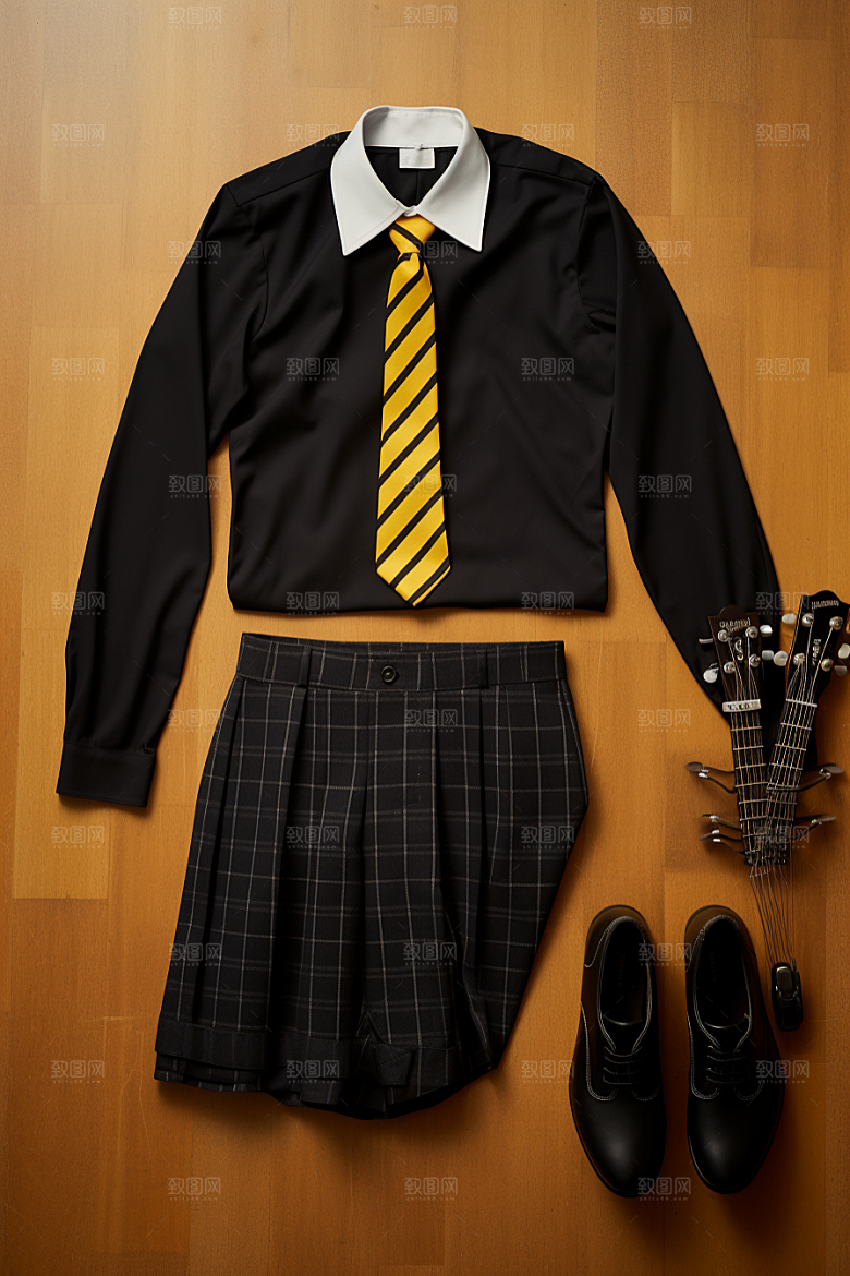 校服平铺制服摄影图