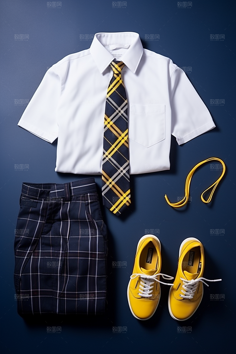 校服OOTD简洁摄影图