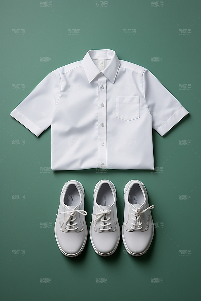 校服平铺穿搭摄影图