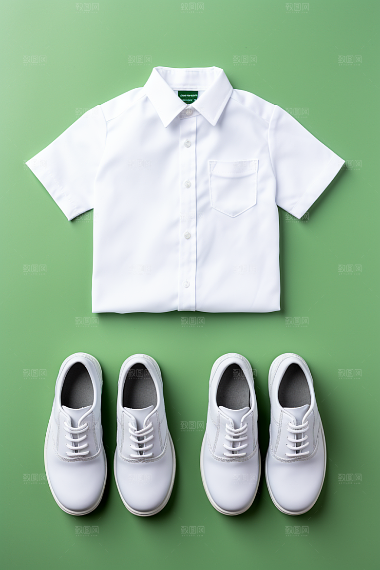 校服平铺简洁摄影图