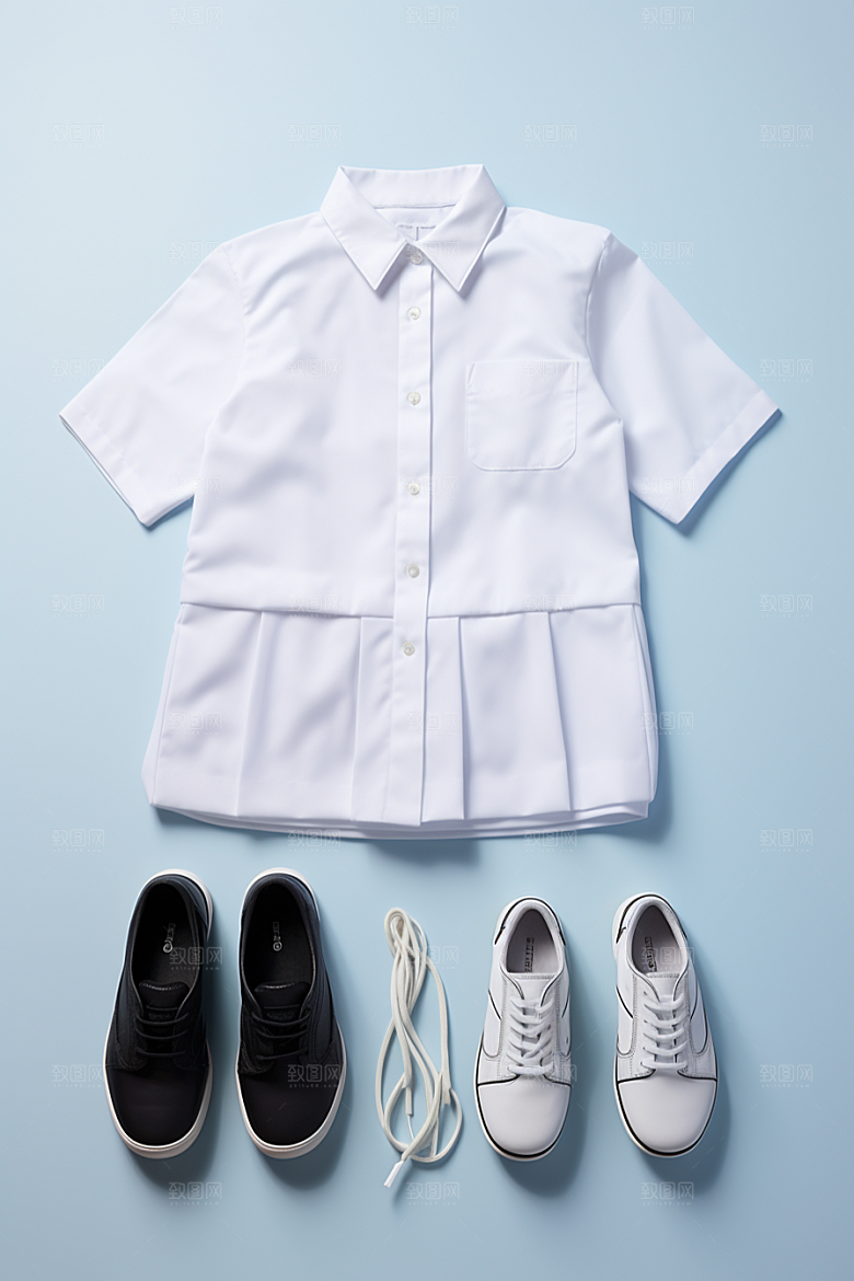 校服服装平铺摄影图