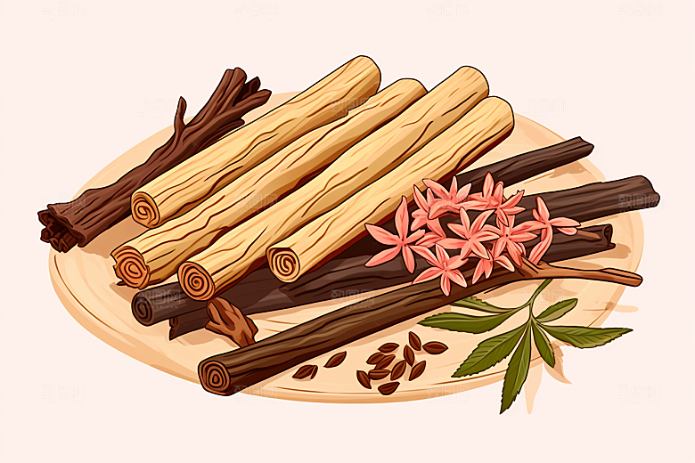 甘草中药材健康插画
