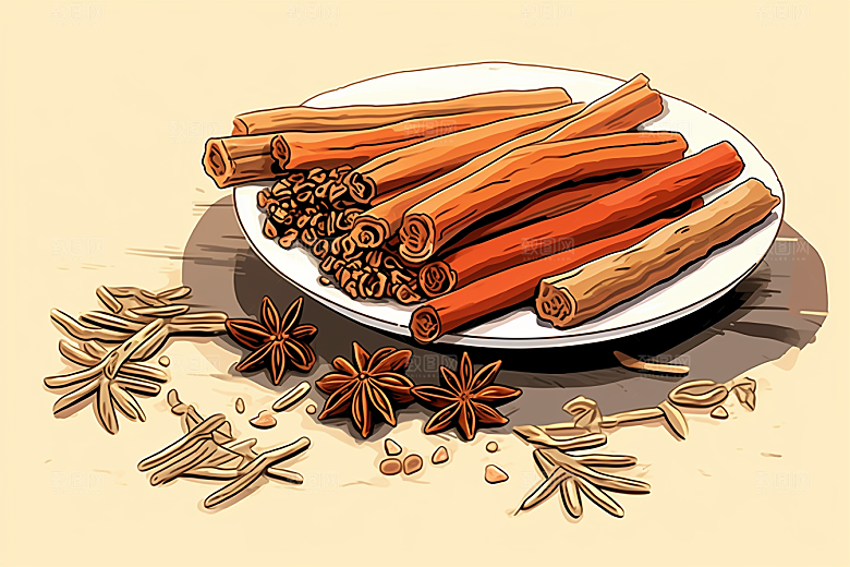 甘草药方养生插画