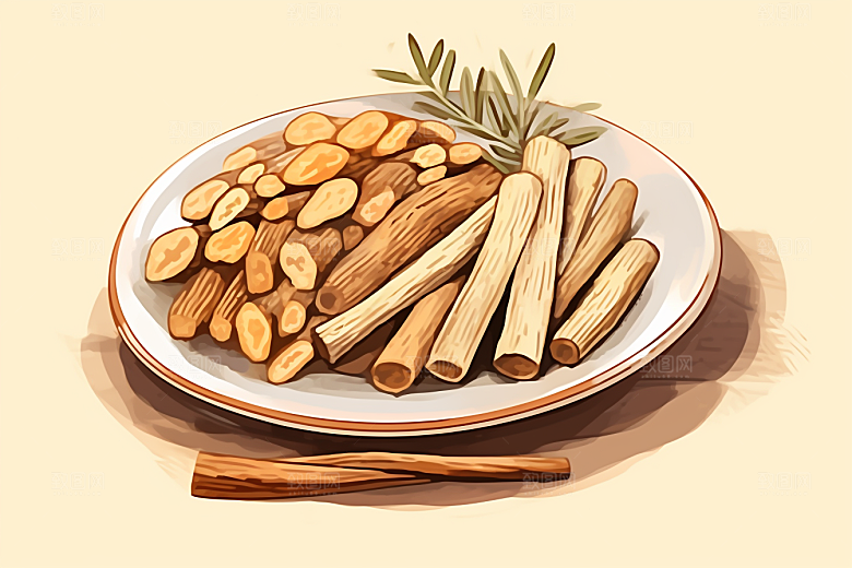 甘草中医手绘插画