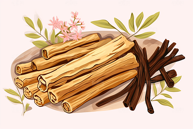 甘草保健植物插画