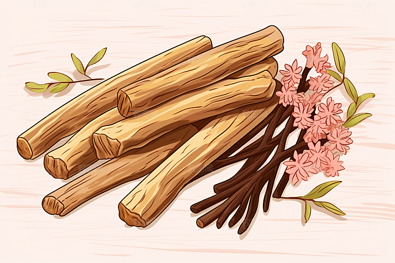 甘草养生健康插画