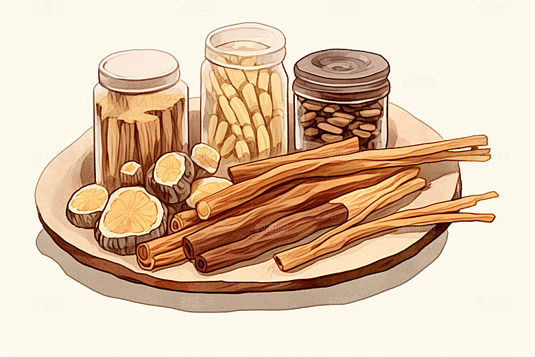 甘草药方医疗插画