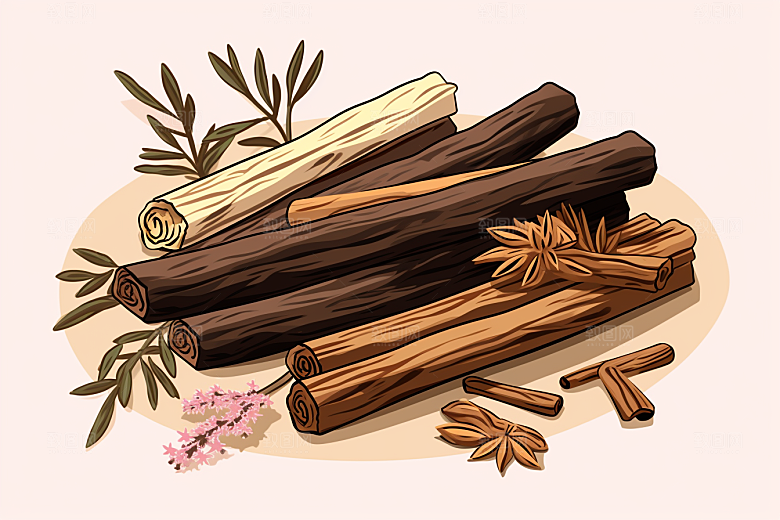 甘草中药材植物插画