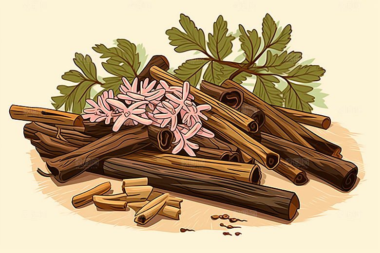 甘草健康药方插画