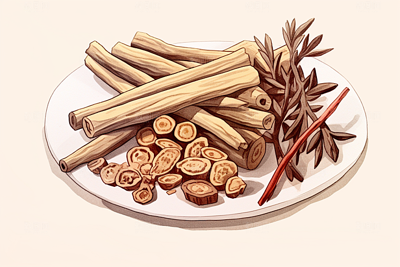 甘草中医养生插画