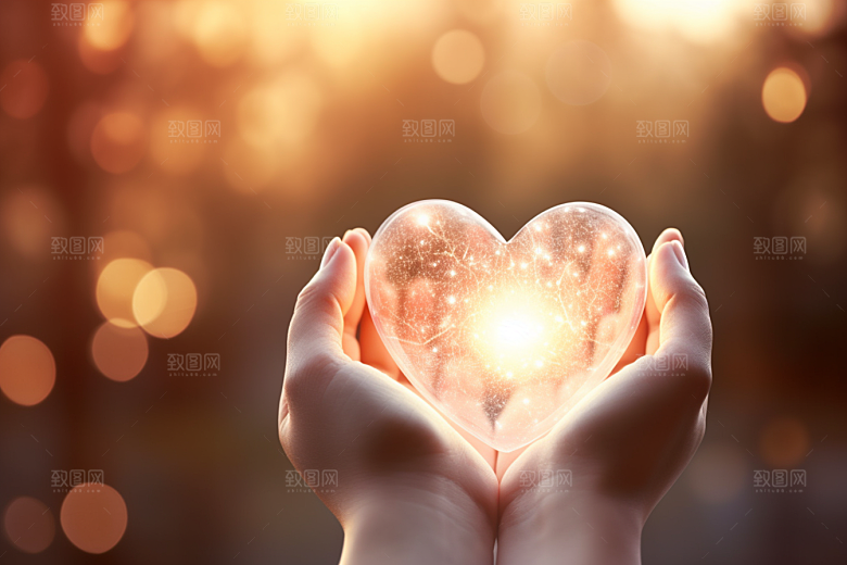 感恩节爱心光晕温暖素材