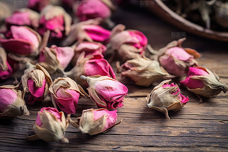 干花玫瑰花茶美容养颜摄影图