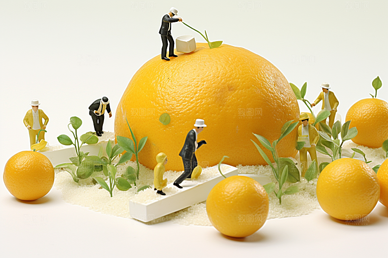 柑橘立体3D微距小人