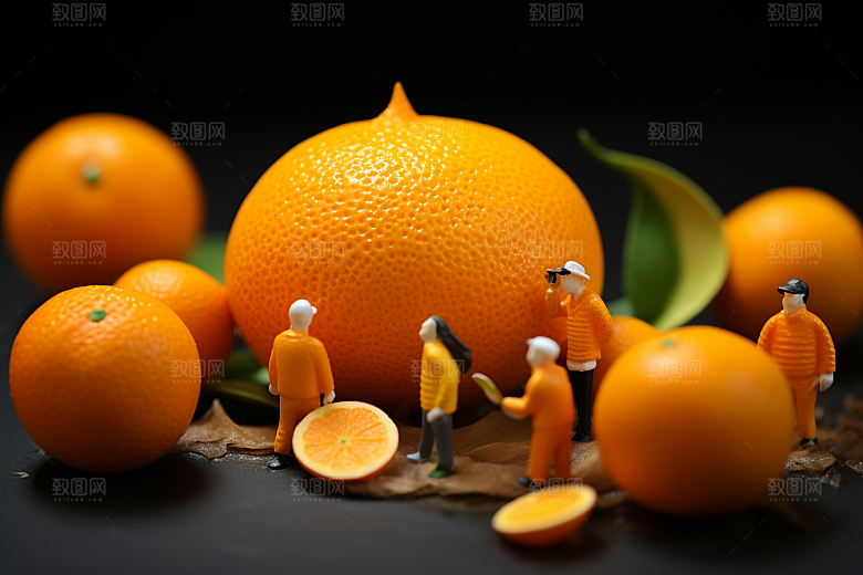 柑橘立体美味微距小人