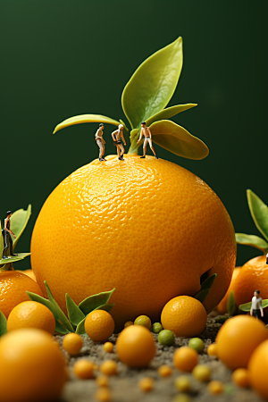 柑橘生产采摘微距小人