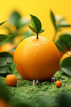 柑橘水果生产微距小人