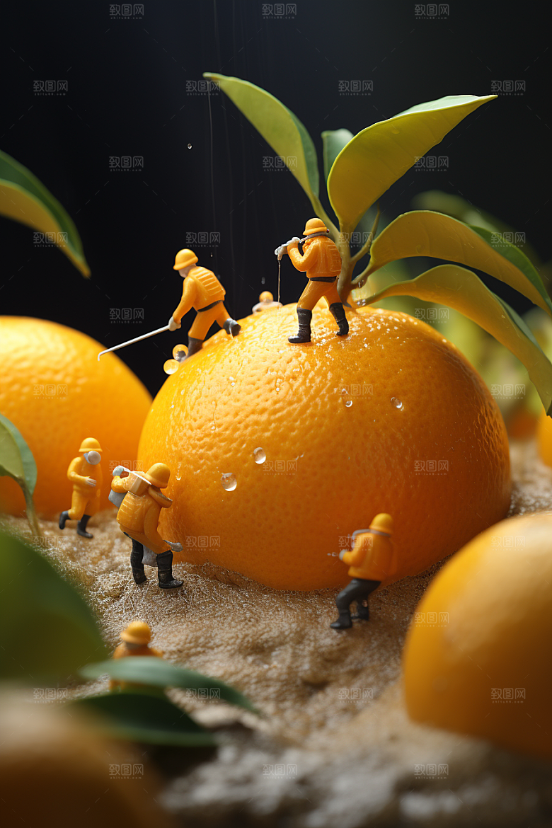 柑橘种植3D微距小人