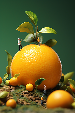柑橘生产收获微距小人
