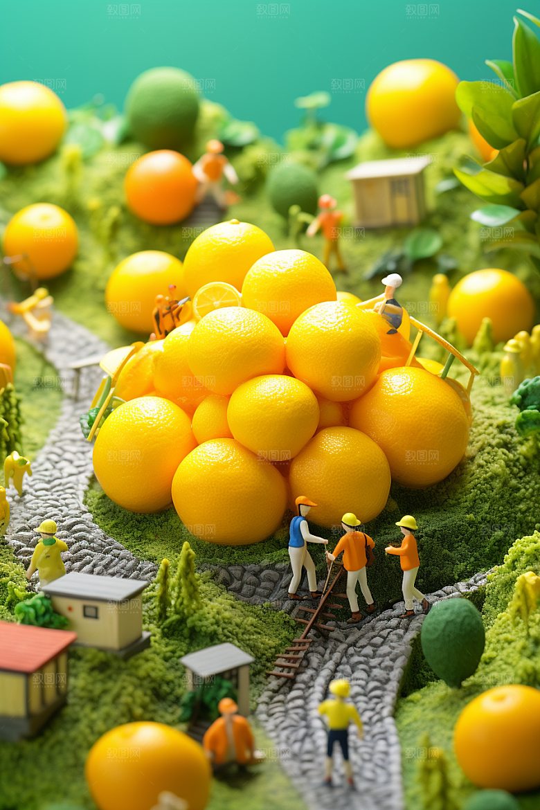 柑橘脐橙农业微距小人