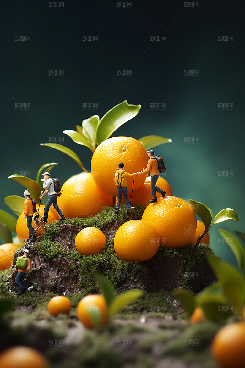 柑橘3D生产微距小人