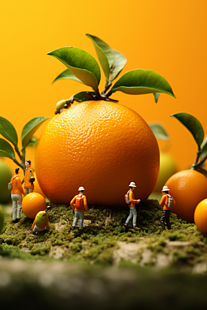 柑橘农业采摘微距小人