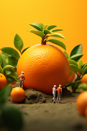 柑橘农业种植微距小人