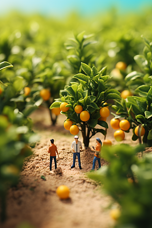 柑橘农业采摘微距小人