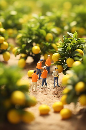 柑橘种植3D微距小人