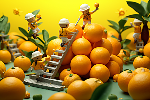 柑橘收获生产微距小人