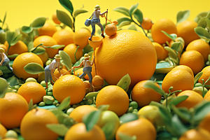 柑橘美味种植微距小人