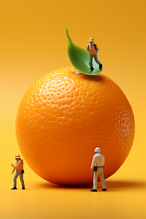 柑橘生产种植微距小人