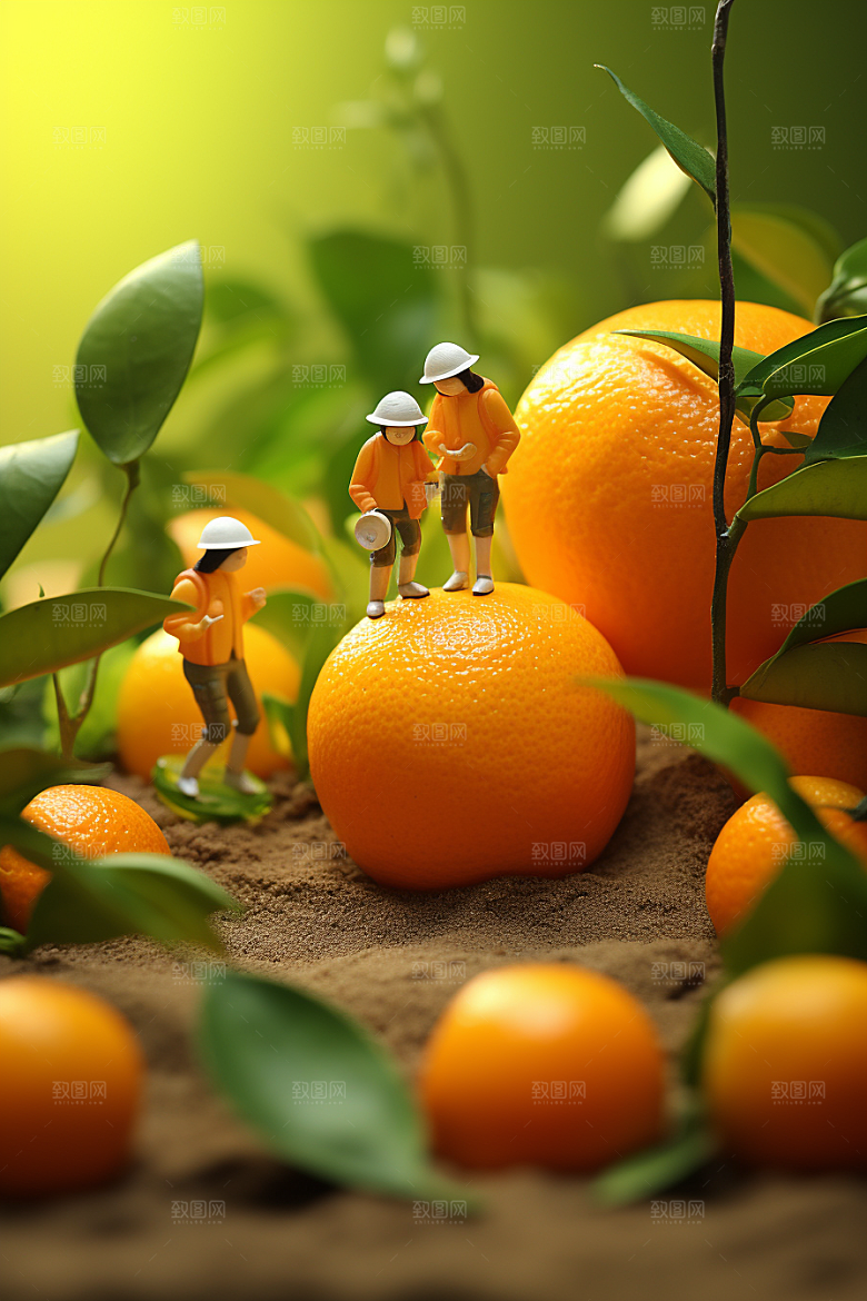 柑橘3D生产微距小人