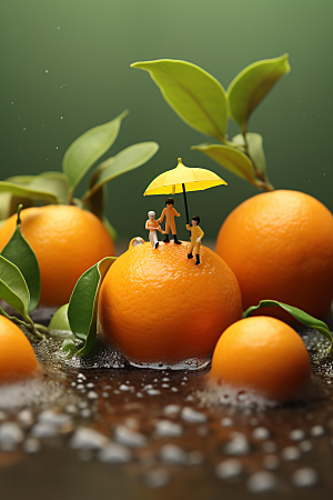 柑橘农业生产微距小人
