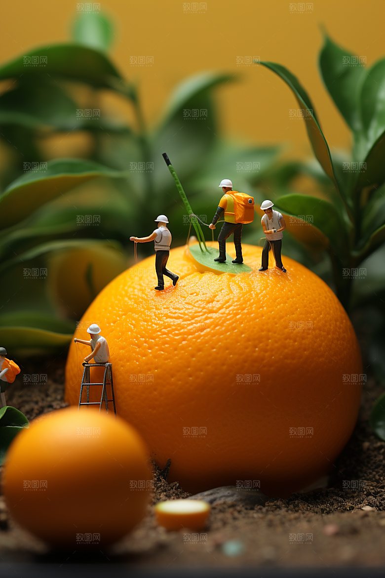 柑橘橙子种植微距小人
