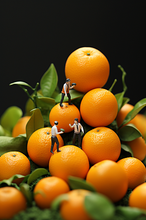 柑橘农业种植微距小人