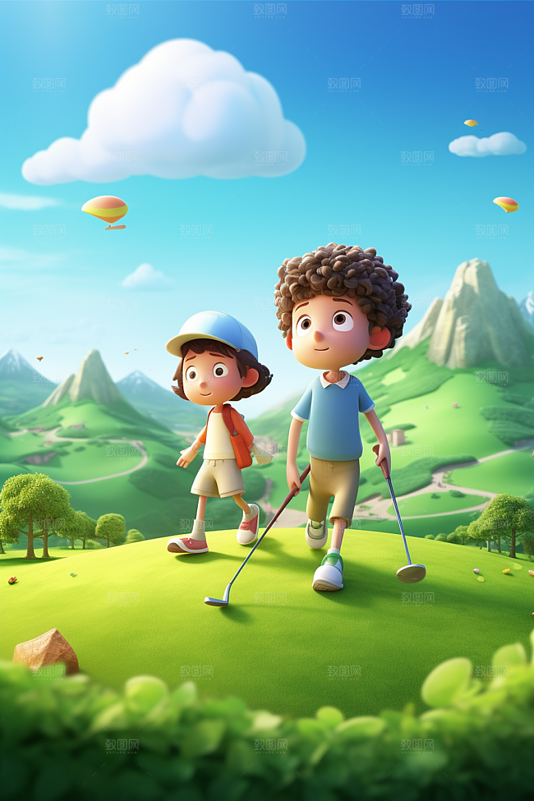 少年高尔夫3D高清模型