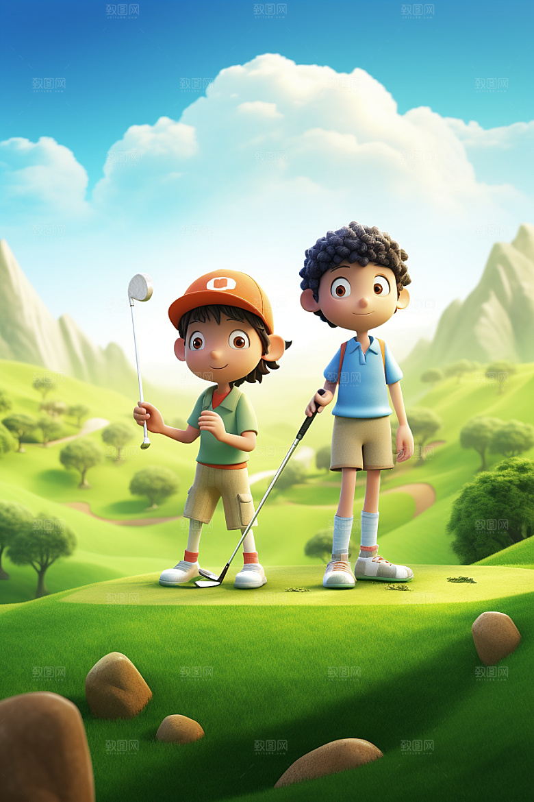 少年高尔夫高清3D模型