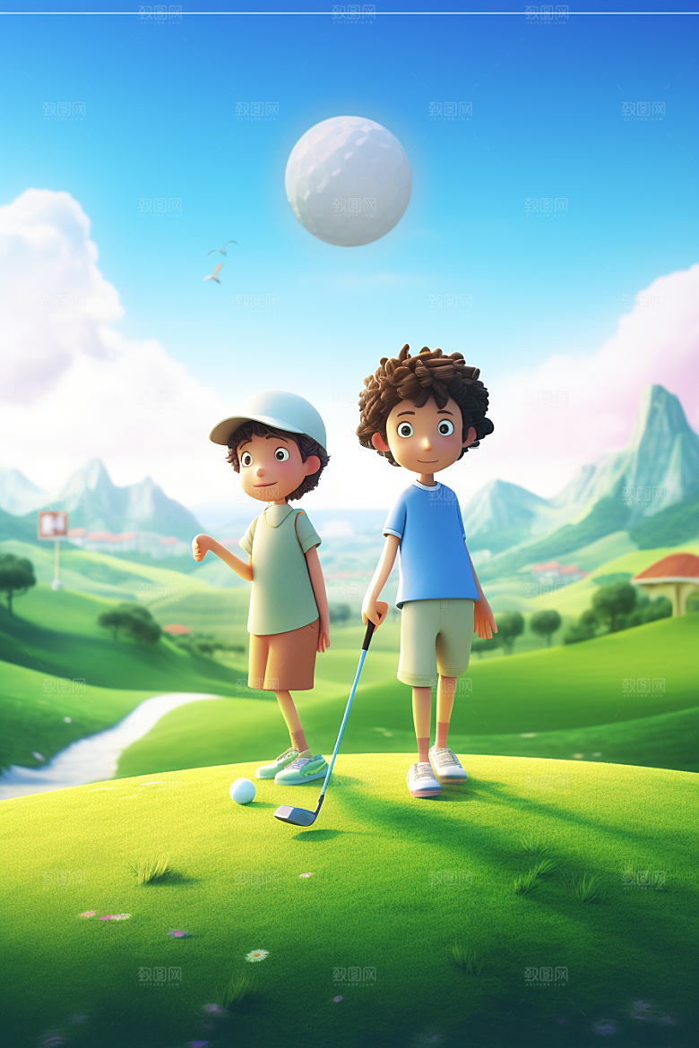 少年高尔夫可爱3D模型