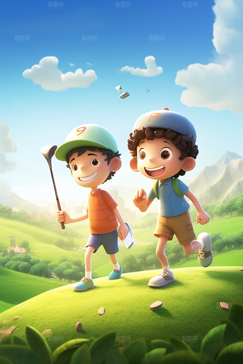 少年高尔夫运动3D模型