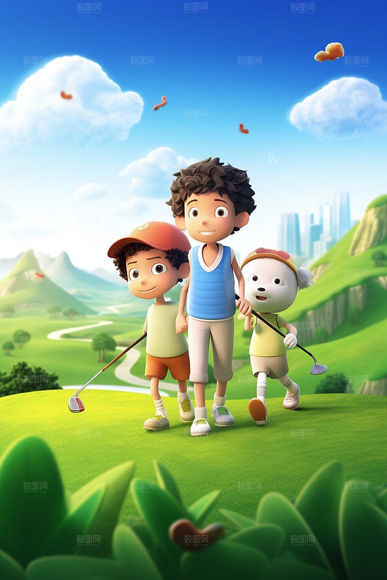 少年高尔夫3D运动模型