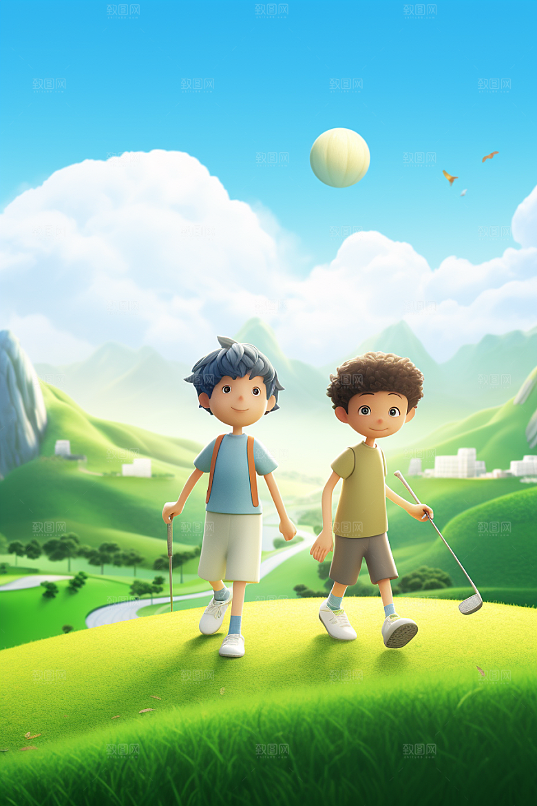 少年高尔夫3D儿童模型
