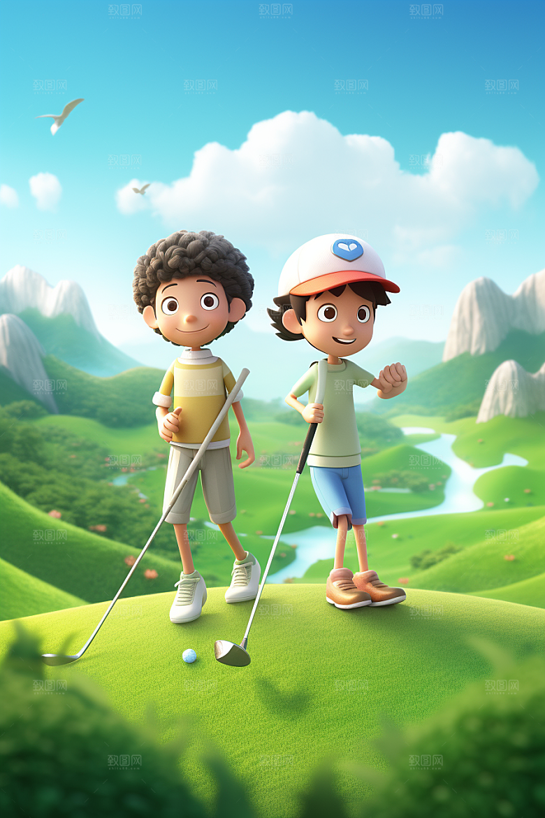 少年高尔夫3D人物模型