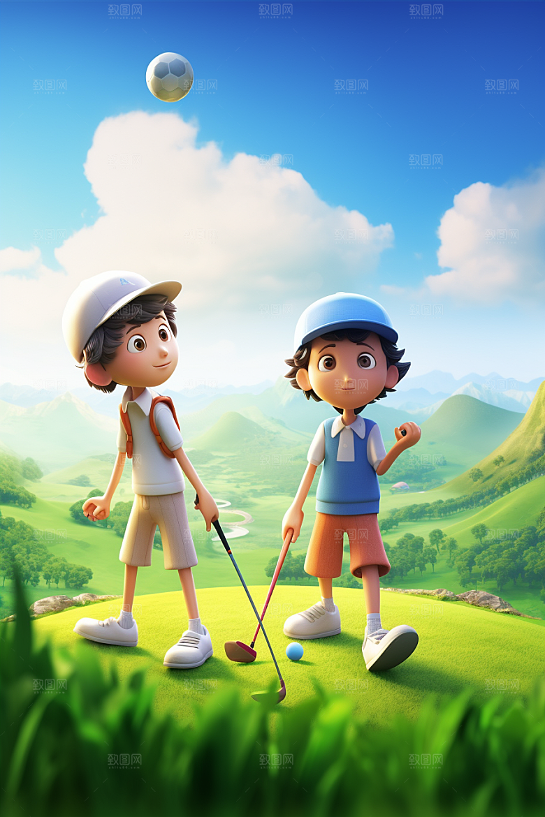 少年高尔夫3D人物模型