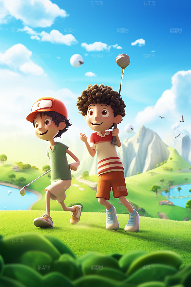 少年高尔夫可爱3D模型