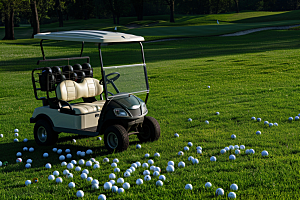 高尔夫球车高尔夫球场体育摄影图