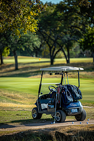 高尔夫球车电动车小巧摄影图