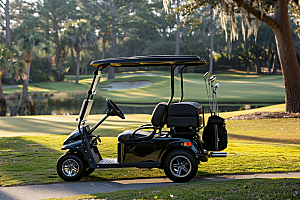 高尔夫球车高尔夫球场电动车摄影图